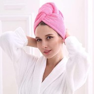 Absorbent Microfiber Hair Towel 2 Pack Pink