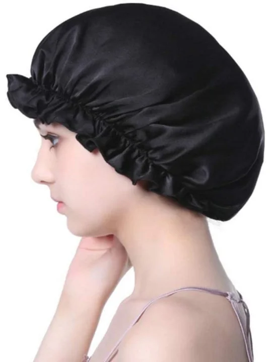 1Pcs Fashion Women Satin Night Sleep Cap With Wide Elastic Band Hair Bonnet  Hat Daily Use/Beauty Salon Bonnet Satin Shower Cap