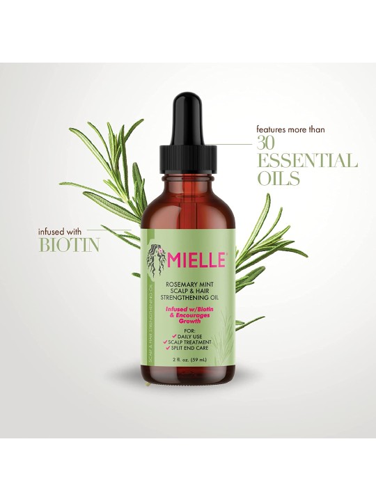 Mielle Organics Rosemary Mint Growth Oil, Sulfate and Paraben Free, 2 Ounces