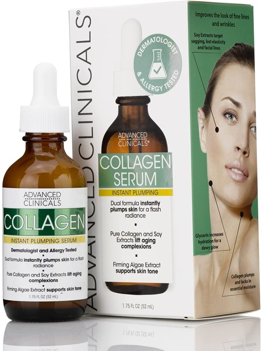 Advanced Clinicals Collagen Face Serum Skin Care Anti Aging Moisturizer 1.75 Fl Oz