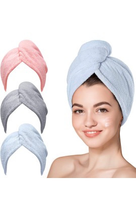 منشفة شعر من المايكروفايبر، 3 قطع من لفافات الشعر من هايكوبر للشعر الرطب