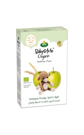 Arla Baby&Me Organic Multigrain Porridge, Spelt And Apple Growing-Up Baby Food, 210 g