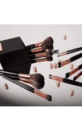 BH Cosmetics Signature Black & Rose Gold Brush Set With Holder-14 pieces
