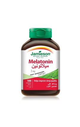 جاميسون ميلاتونين 3 مجم أقراص سريعة الذوبان تساعد على تحسين النوم 100 حبة